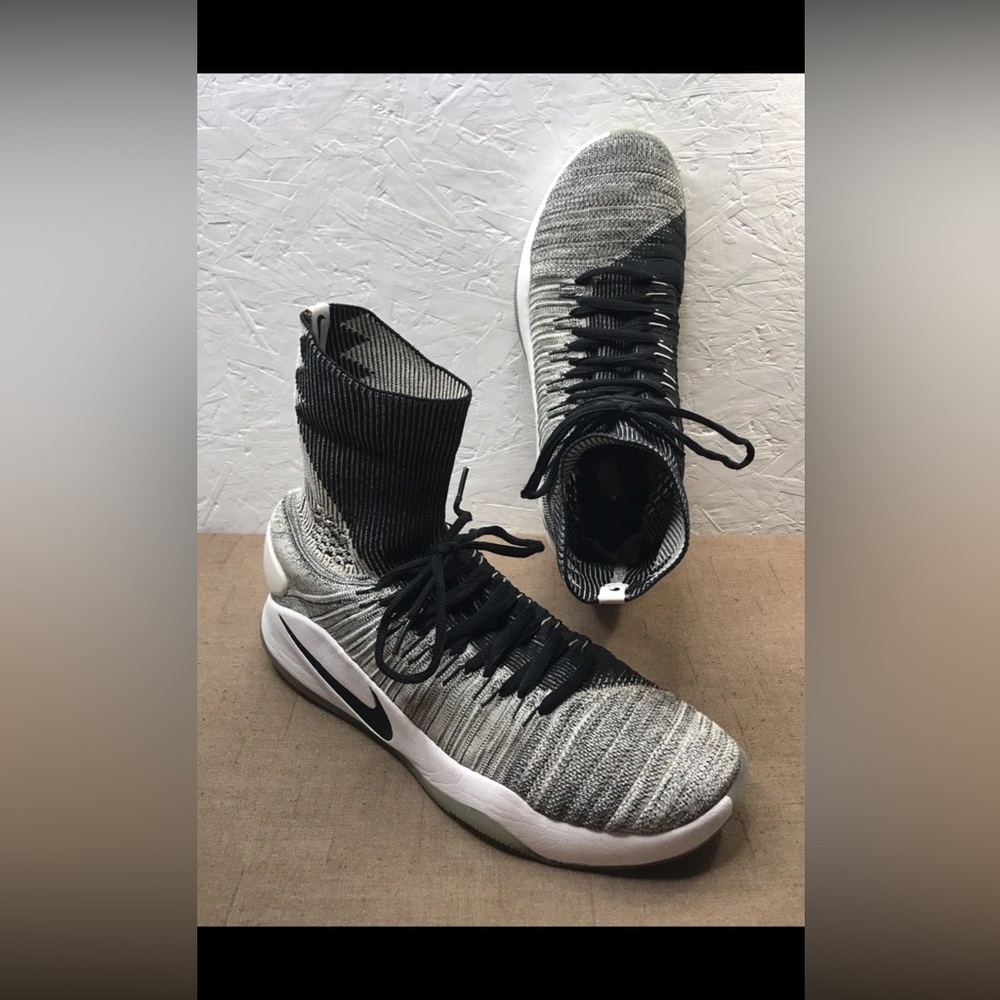 *No Inserts 2016 Nike Zoom Hyperdunk Flyknit Oreo Men's 13 Sneakers Black White